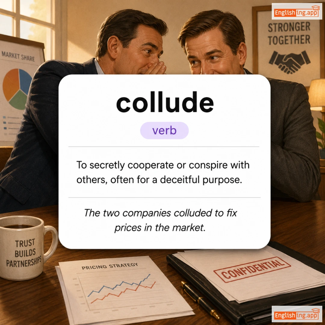 collude definition card — visual illustration of the meaning
