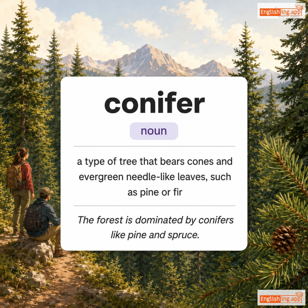 conifer definition card — visual illustration of the meaning