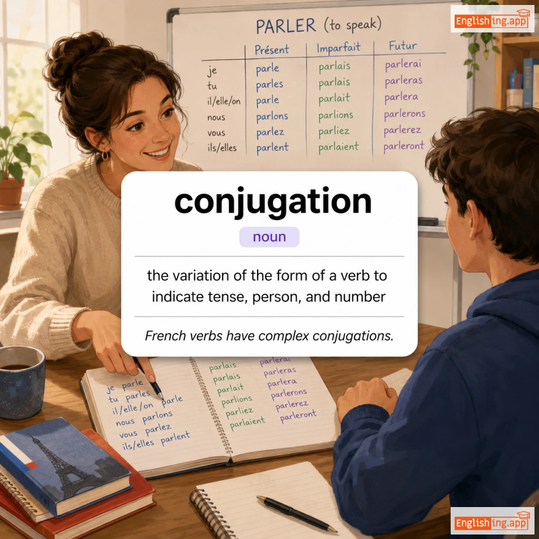 conjugation definition card — visual illustration of the meaning