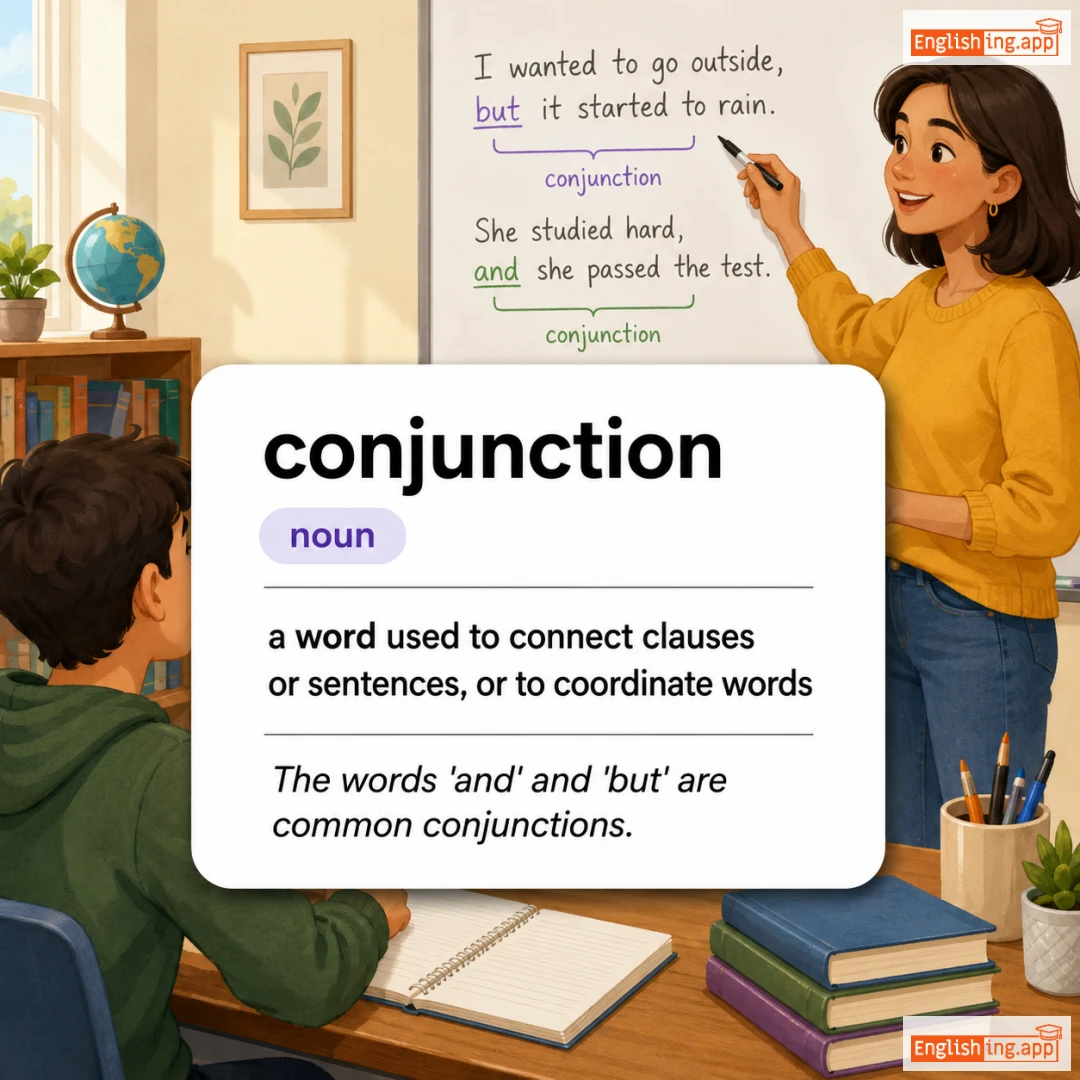 conjunction definition card — visual illustration of the meaning