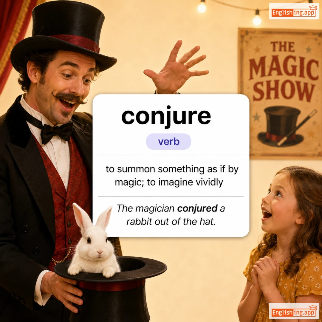 conjure definition card — visual illustration of the meaning