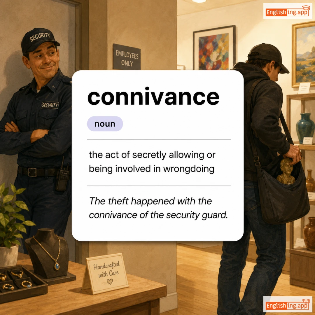 connivance definition card — visual illustration of the meaning
