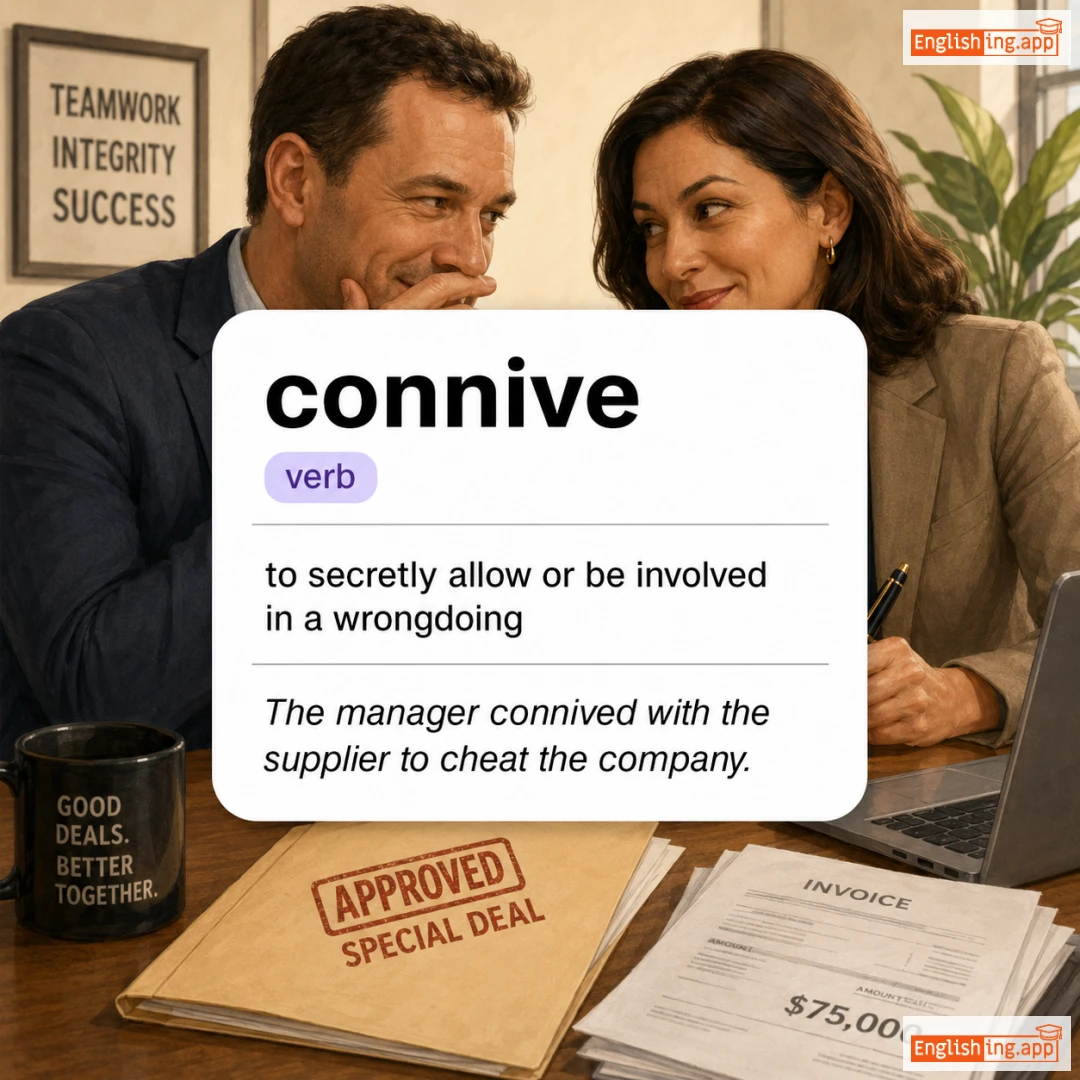 connive definition card — visual illustration of the meaning