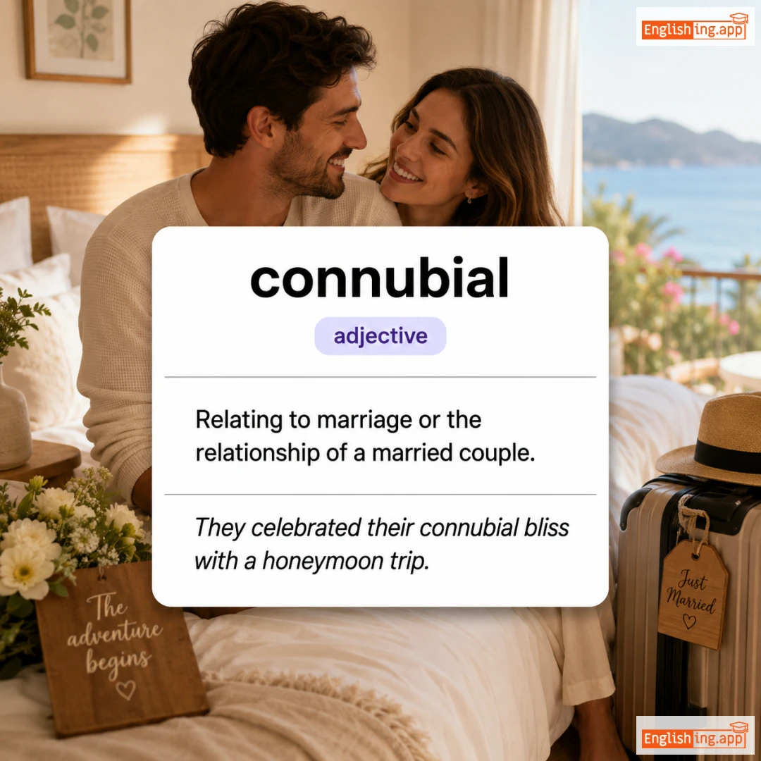 connubial definition card — visual illustration of the meaning