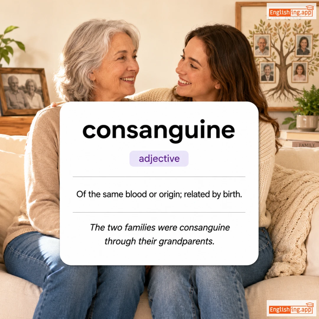 consanguine definition card — visual illustration of the meaning