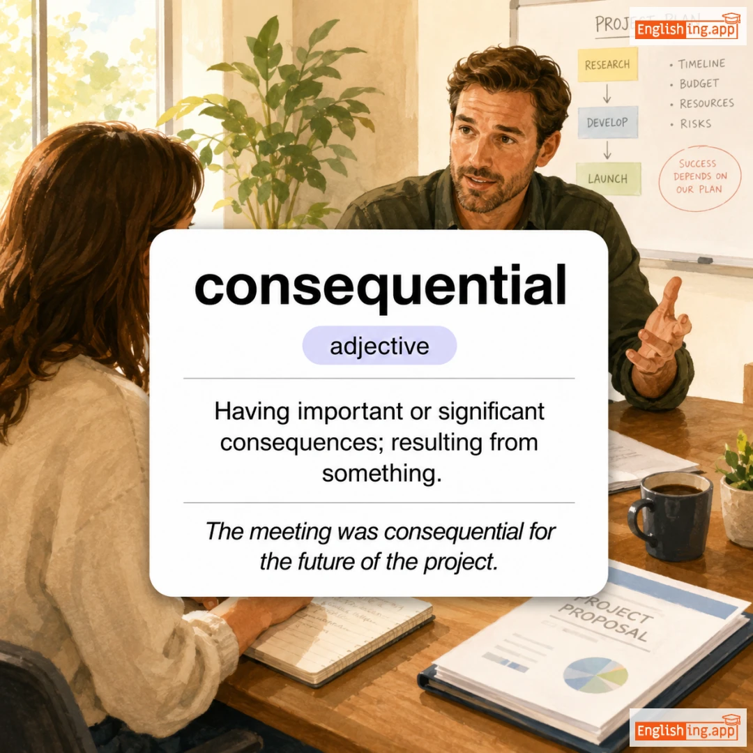 consequential definition card — visual illustration of the meaning