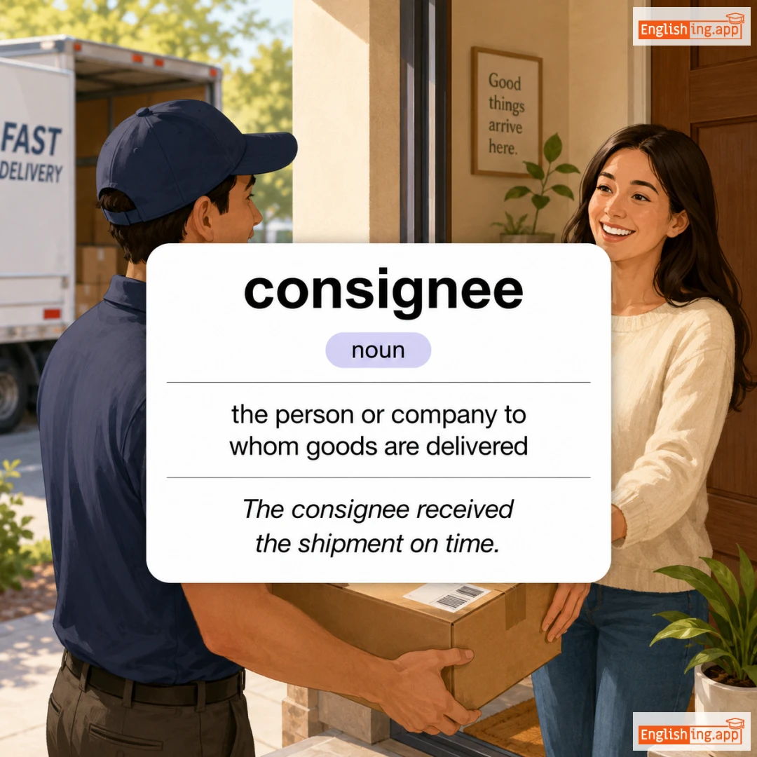 consignee definition card — visual illustration of the meaning