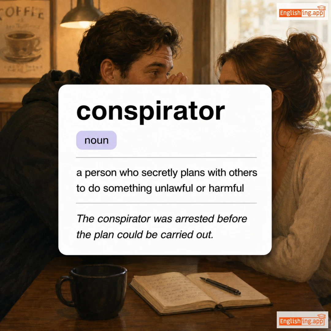 conspirator definition card — visual illustration of the meaning