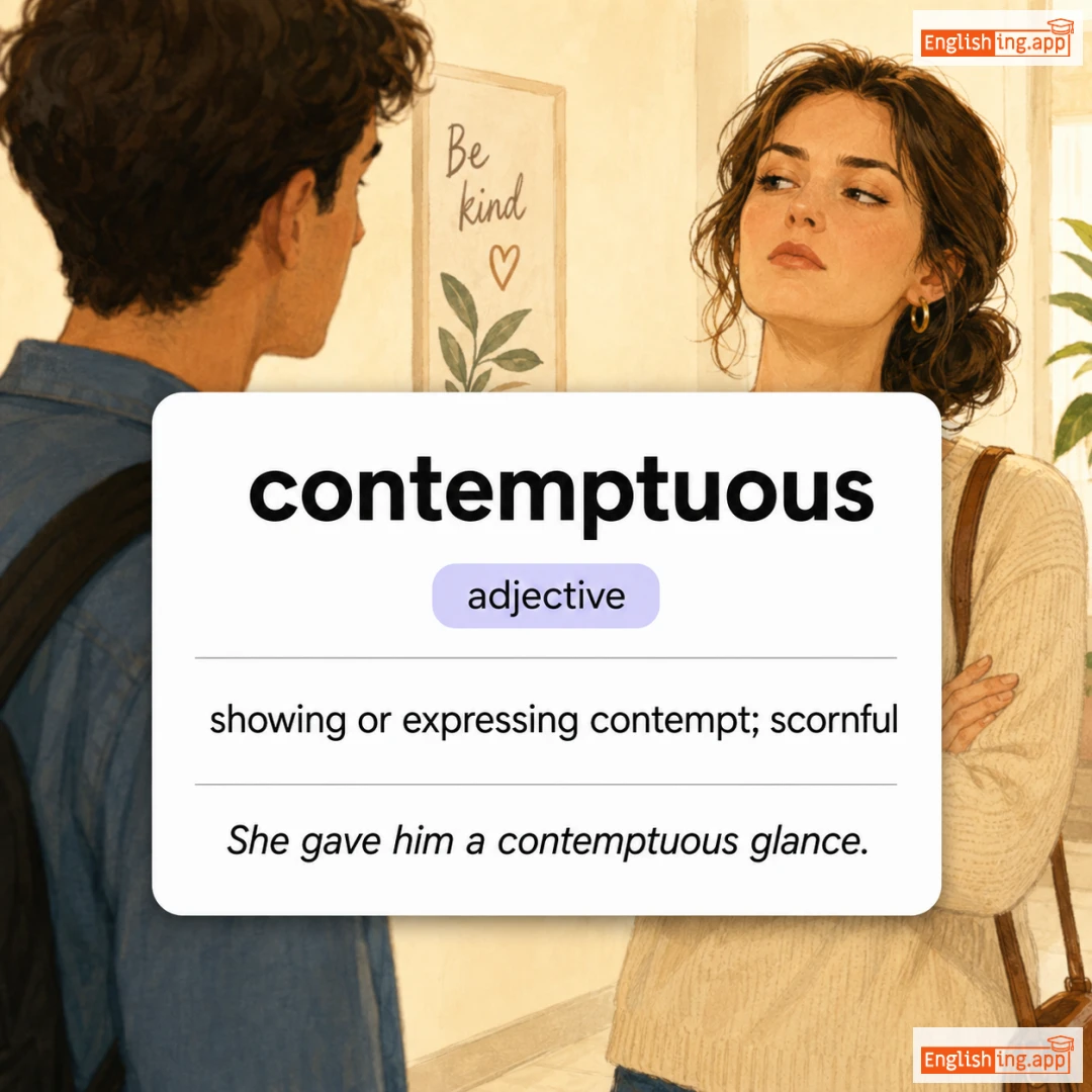 contemptuous definition card — visual illustration of the meaning