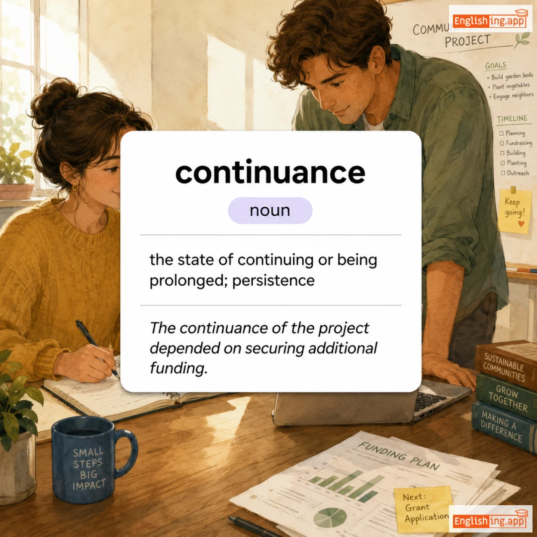 continuance definition card — visual illustration of the meaning
