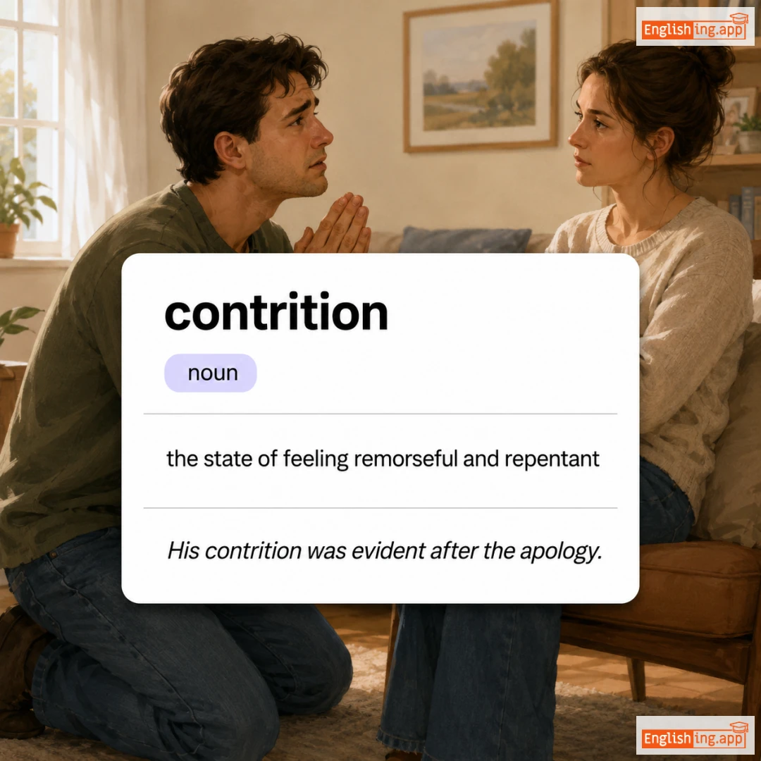 contrition definition card — visual illustration of the meaning