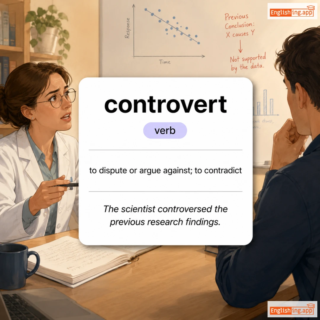 controvert definition card — visual illustration of the meaning
