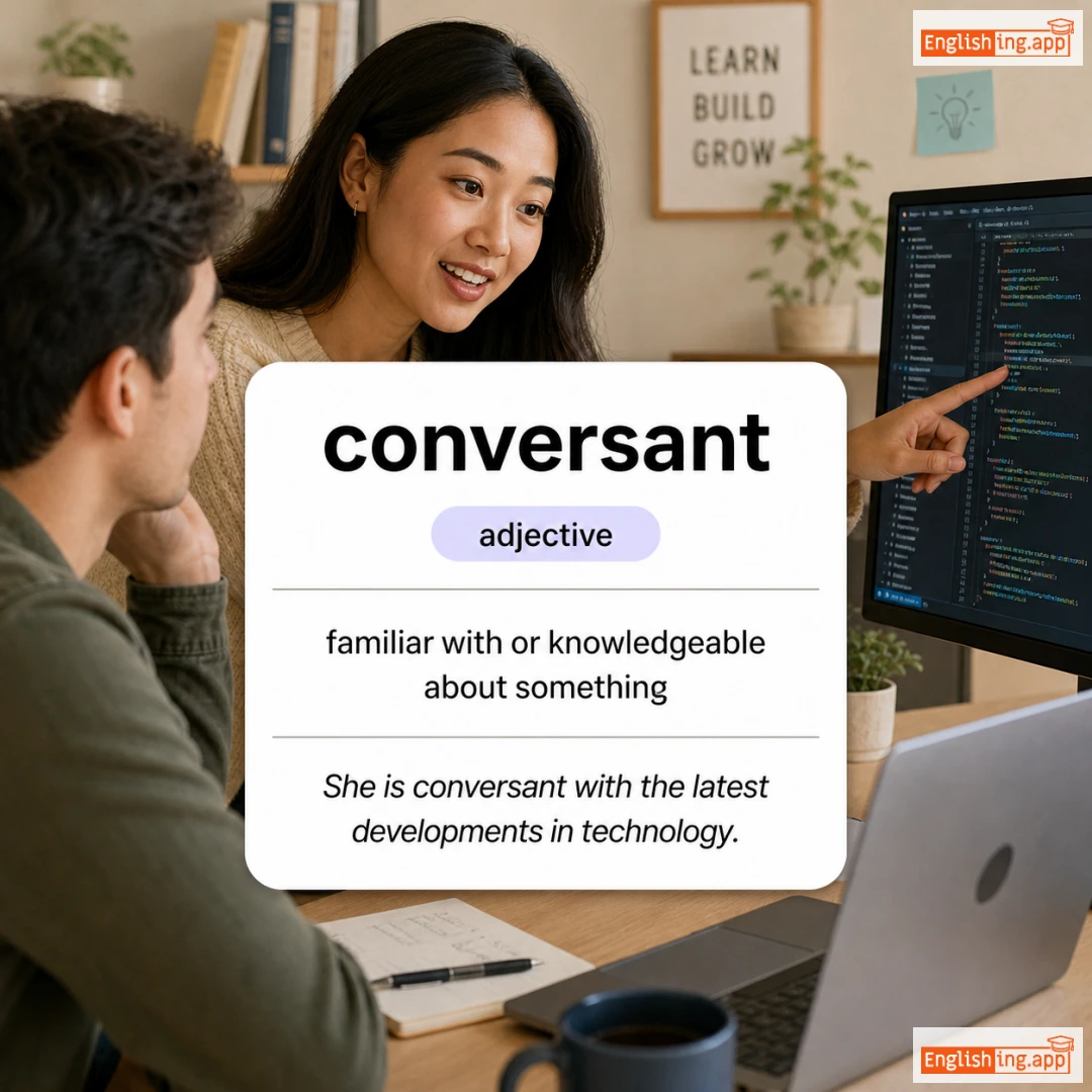 conversant definition card — visual illustration of the meaning