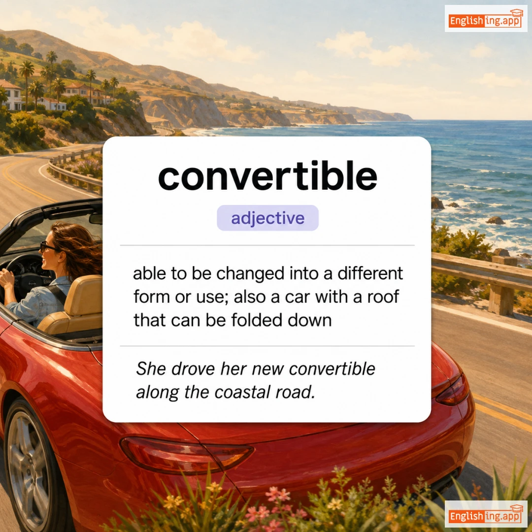 convertible definition card — visual illustration of the meaning