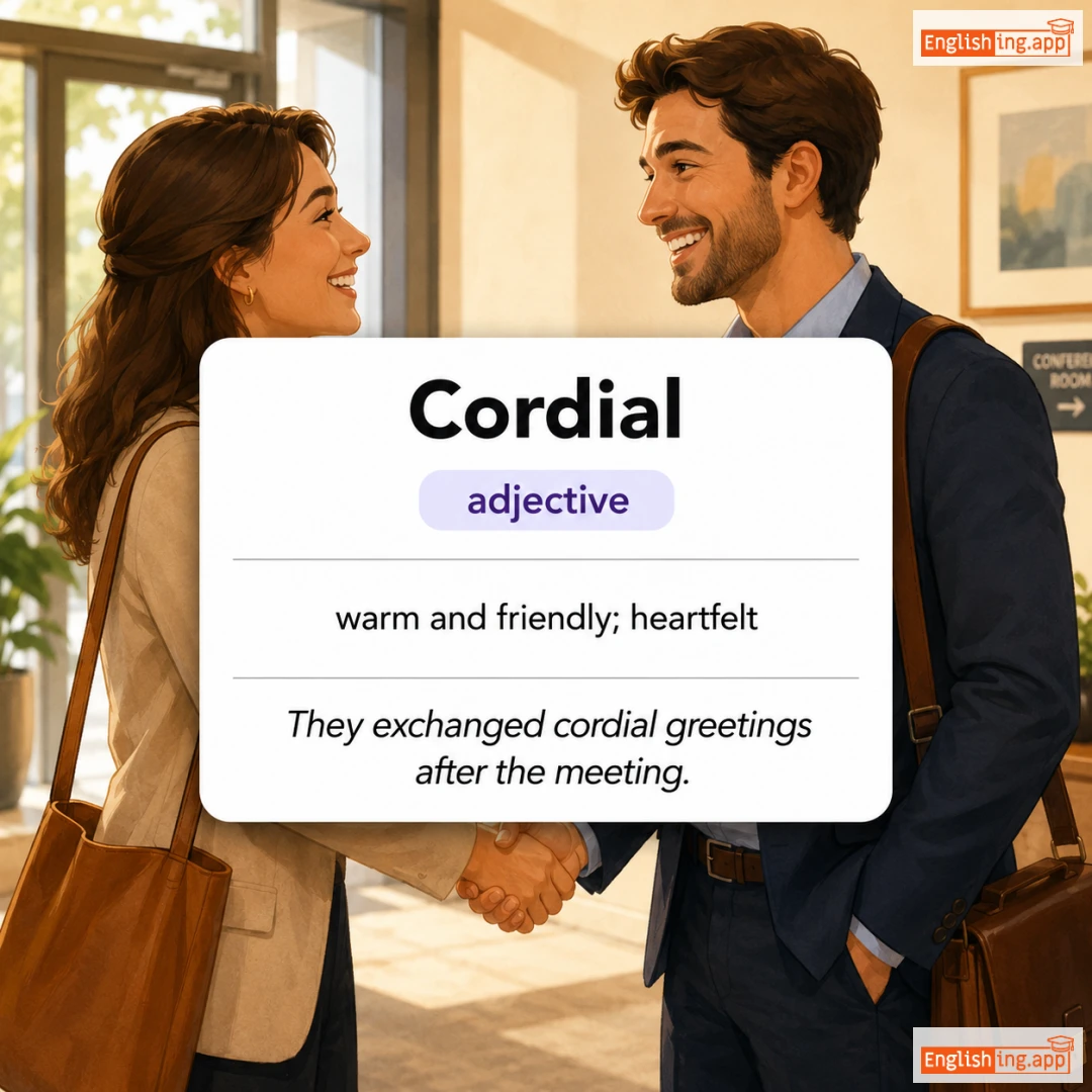 Cordial definition card — visual illustration of the meaning
