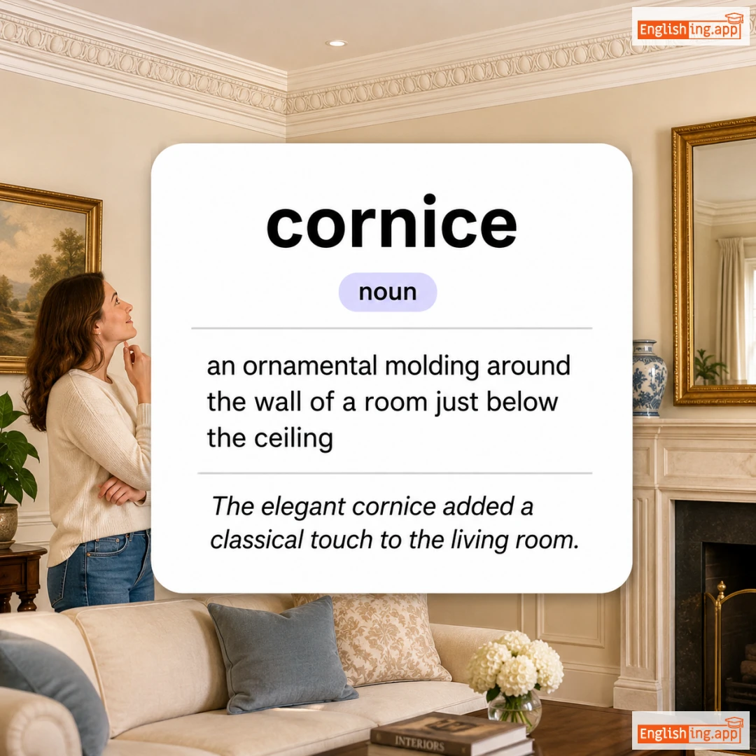 cornice definition card — visual illustration of the meaning