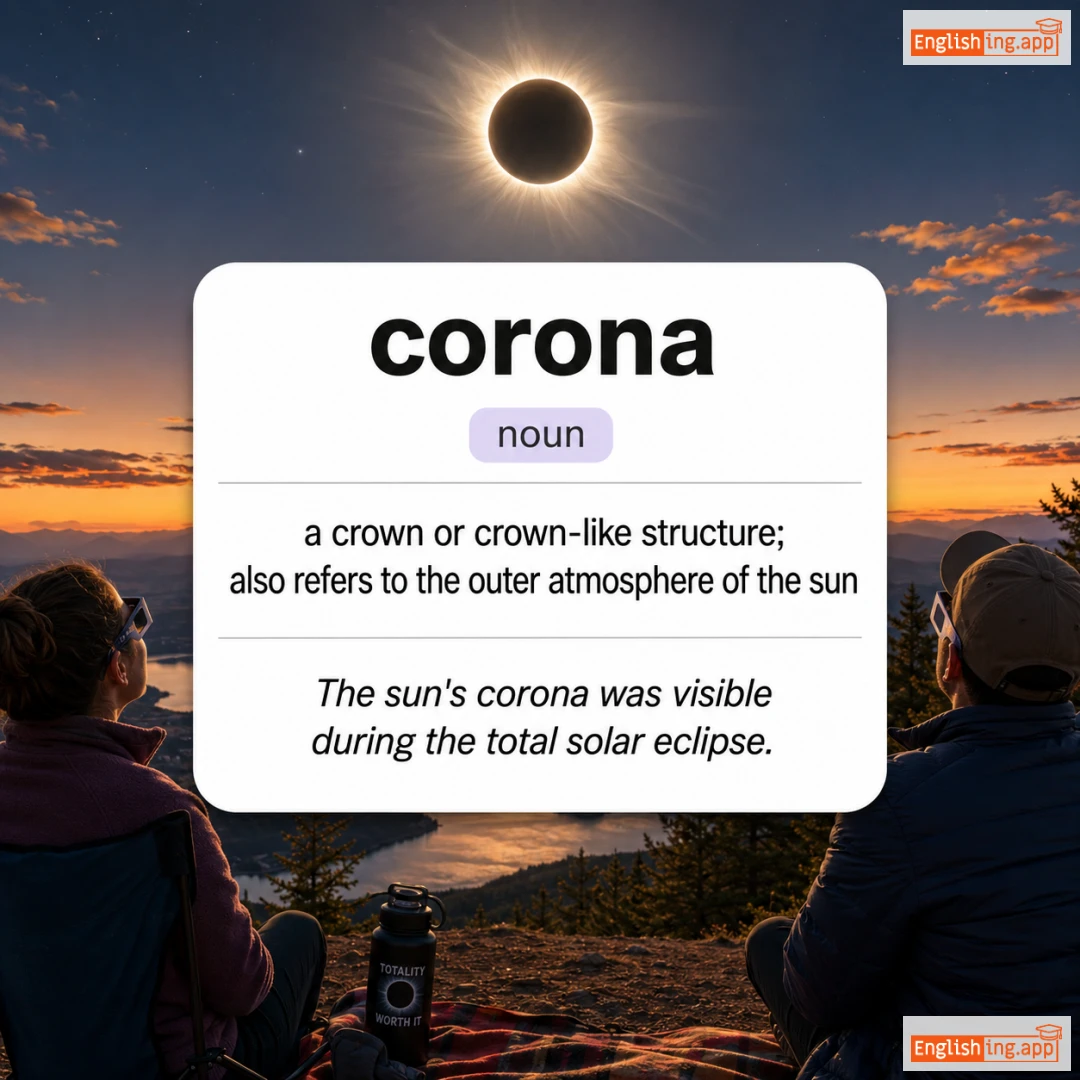 corona definition card — visual illustration of the meaning