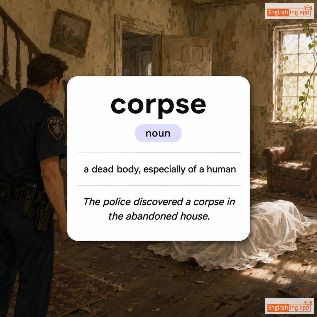 corpse definition card — visual illustration of the meaning