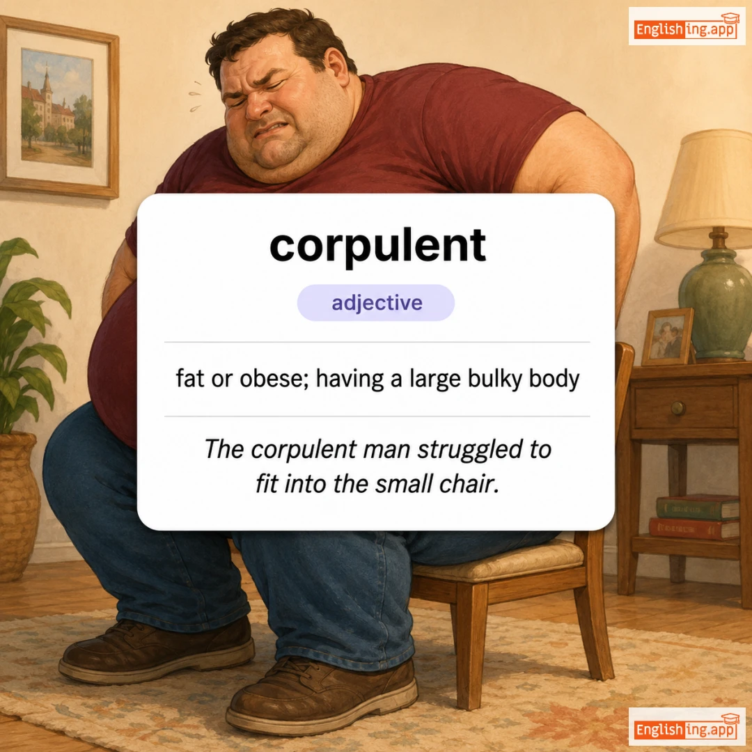 corpulent definition card — visual illustration of the meaning