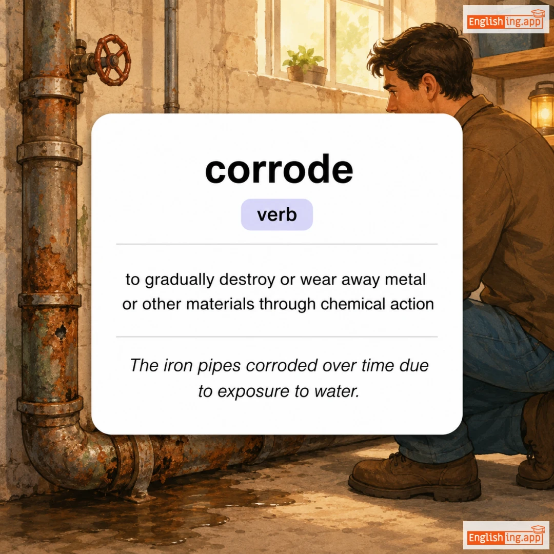 corrode definition card — visual illustration of the meaning