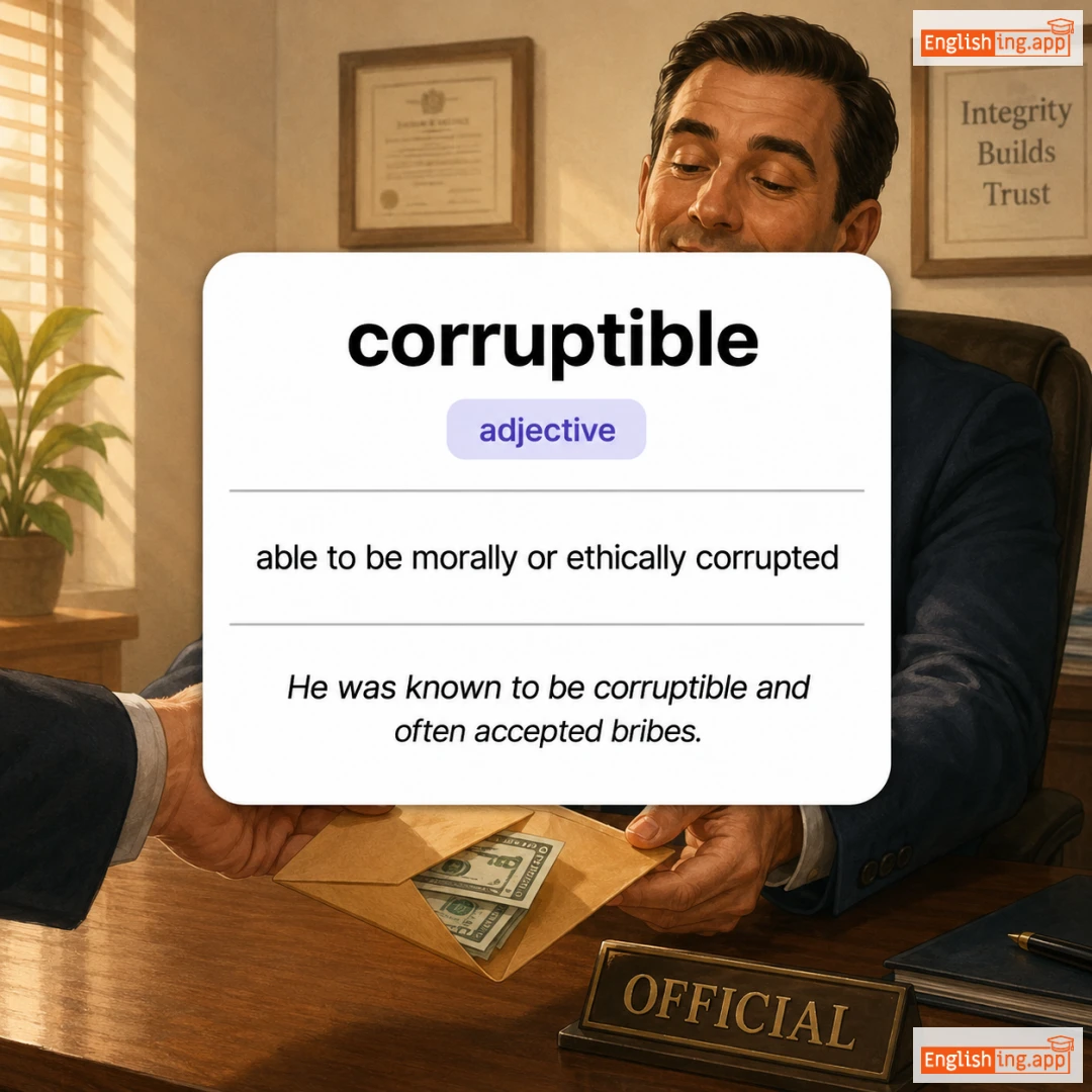 corruptible definition card — visual illustration of the meaning