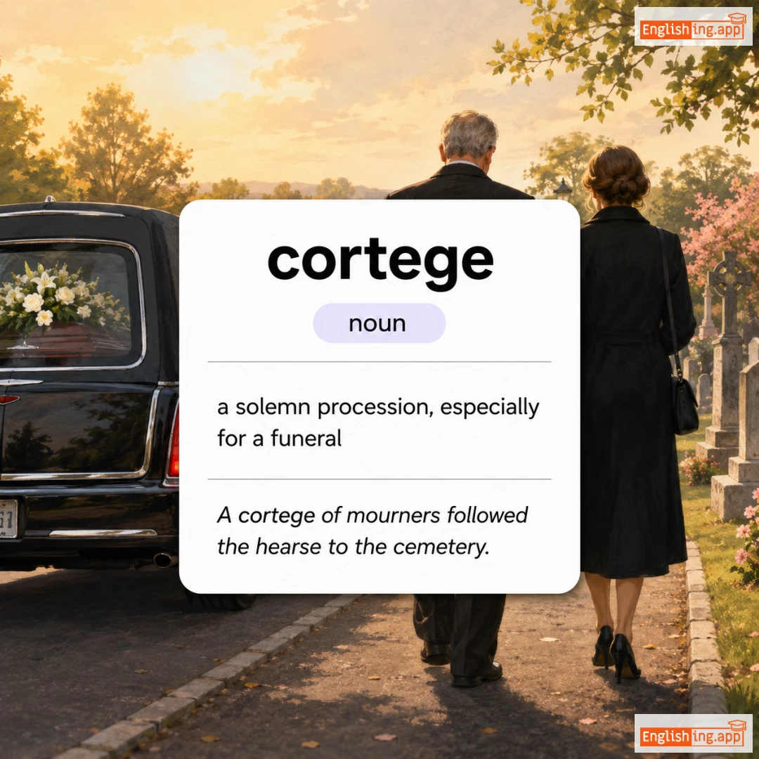 cortege definition card — visual illustration of the meaning