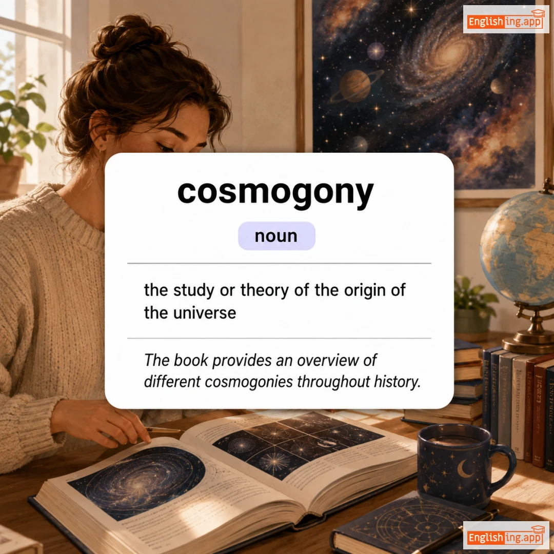 cosmogony definition card — visual illustration of the meaning