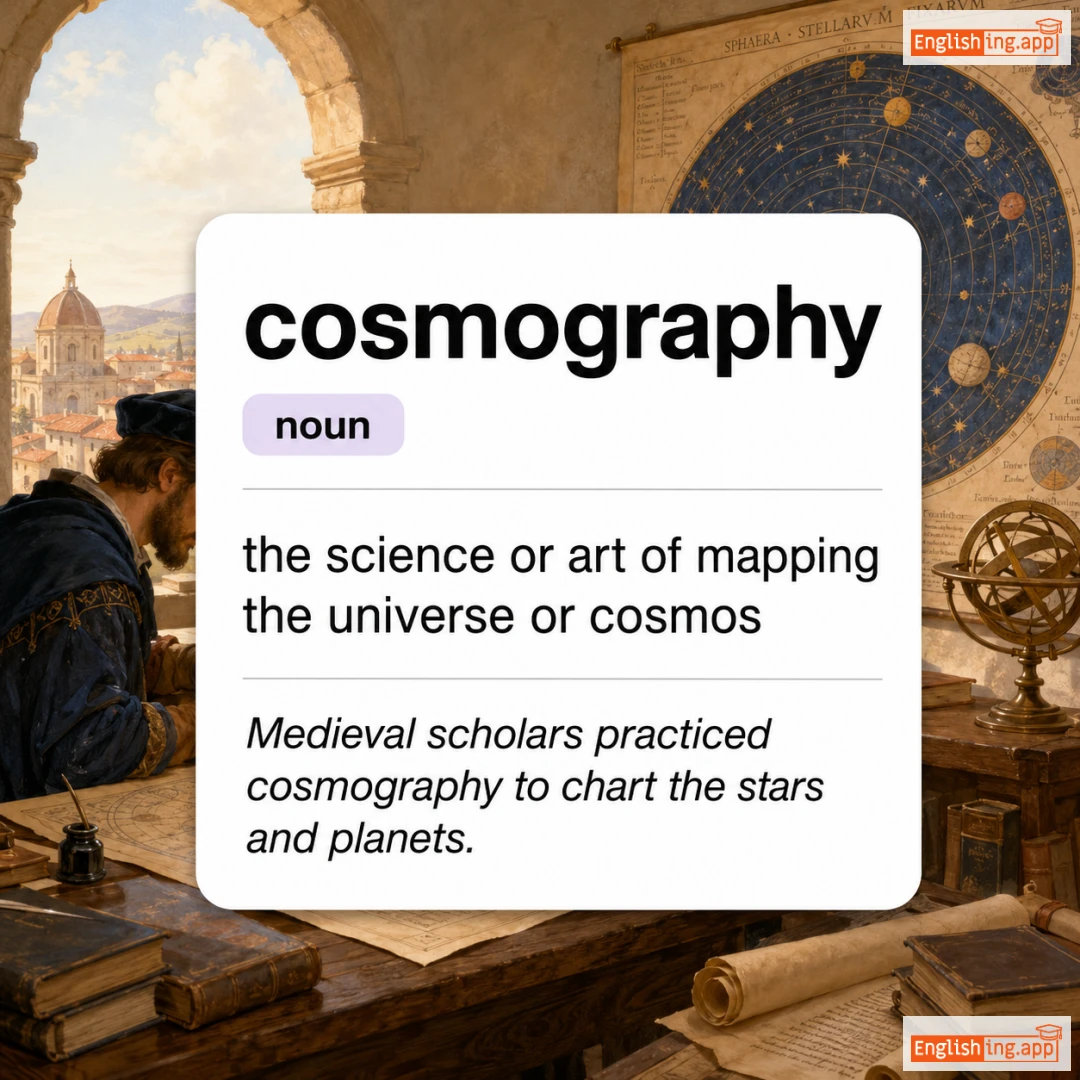 cosmography definition card — visual illustration of the meaning