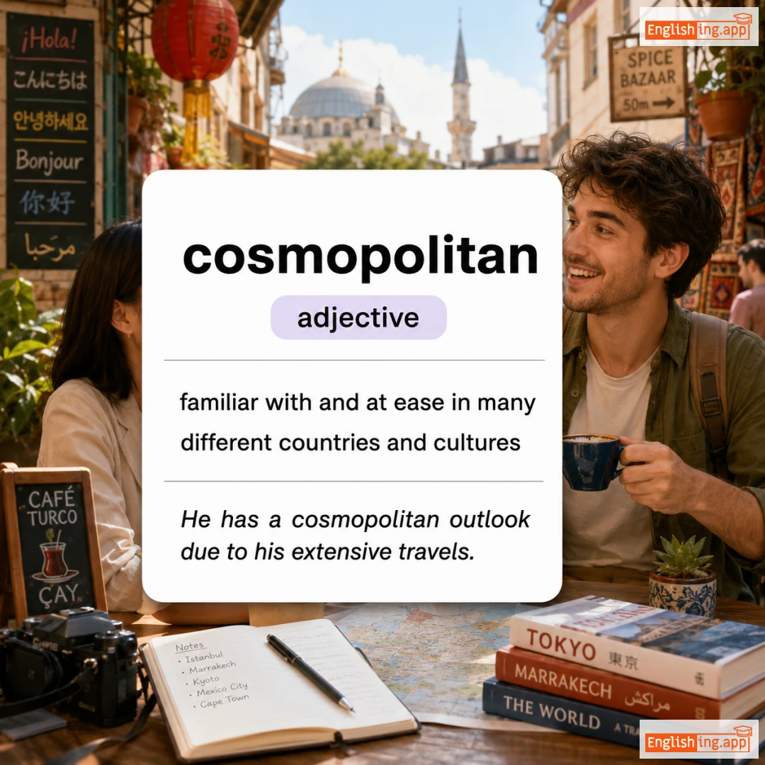 cosmopolitan definition card — visual illustration of the meaning