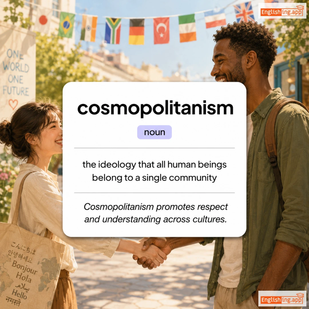 cosmopolitanism definition card — visual illustration of the meaning