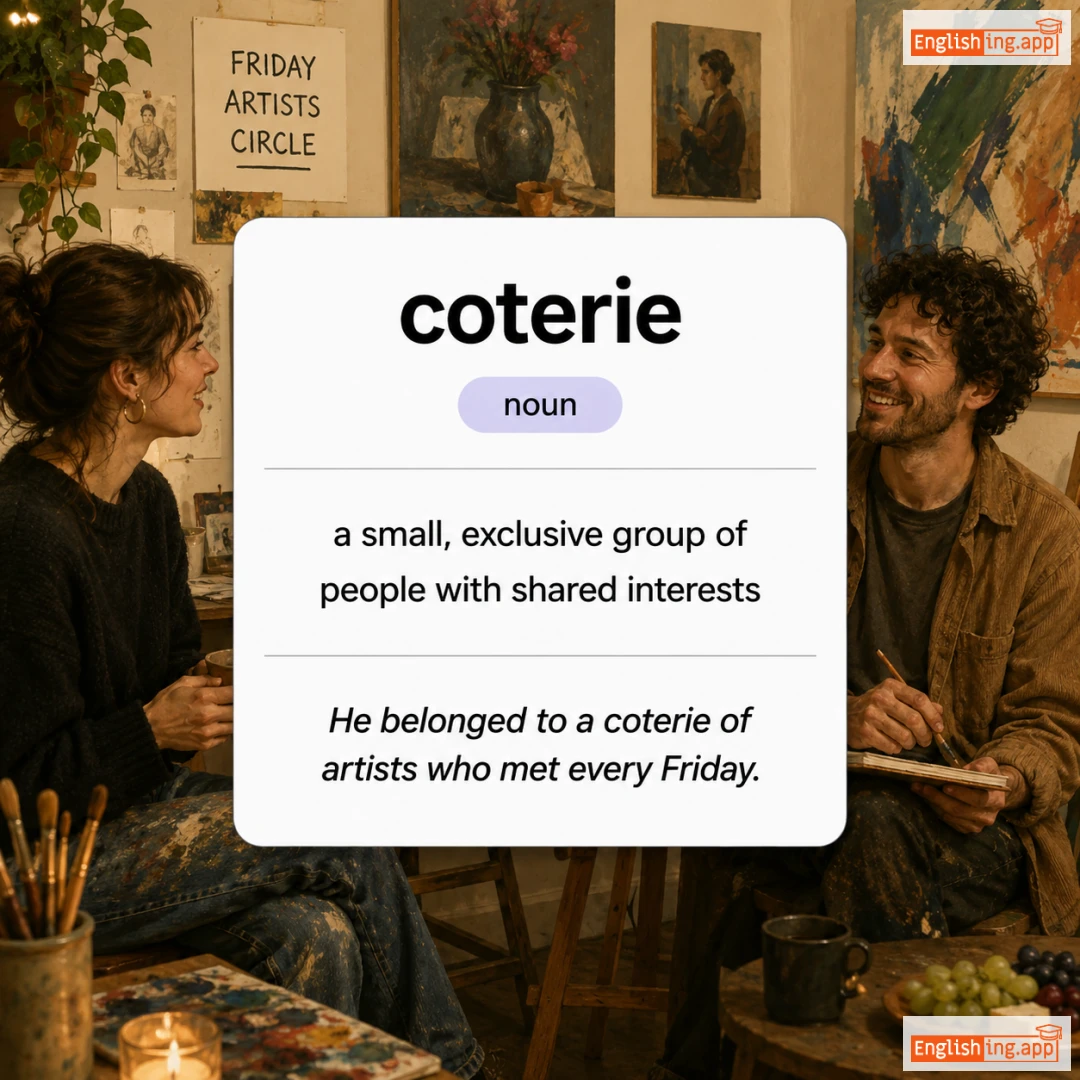 coterie definition card — visual illustration of the meaning