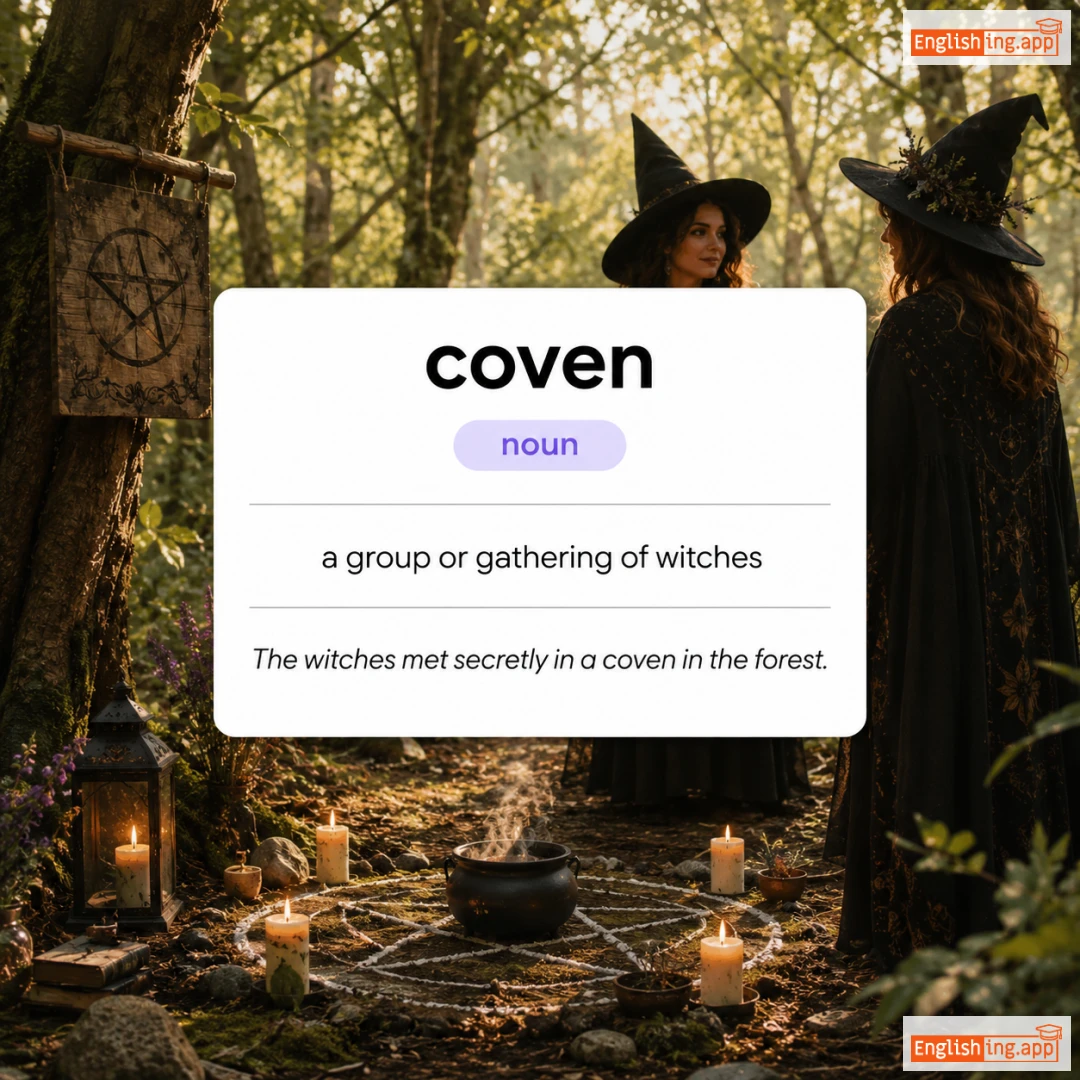 coven definition card — visual illustration of the meaning