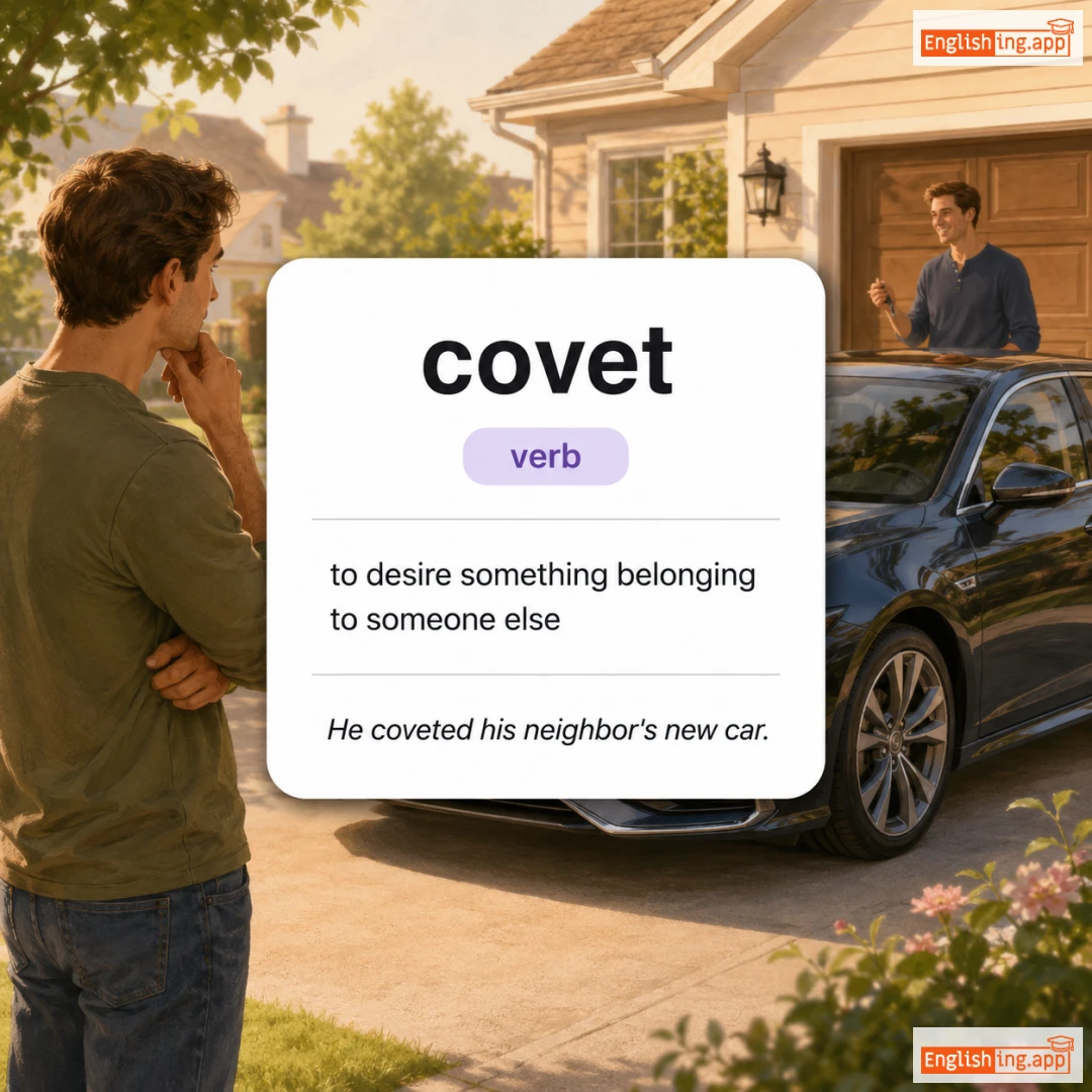 covet definition card — visual illustration of the meaning