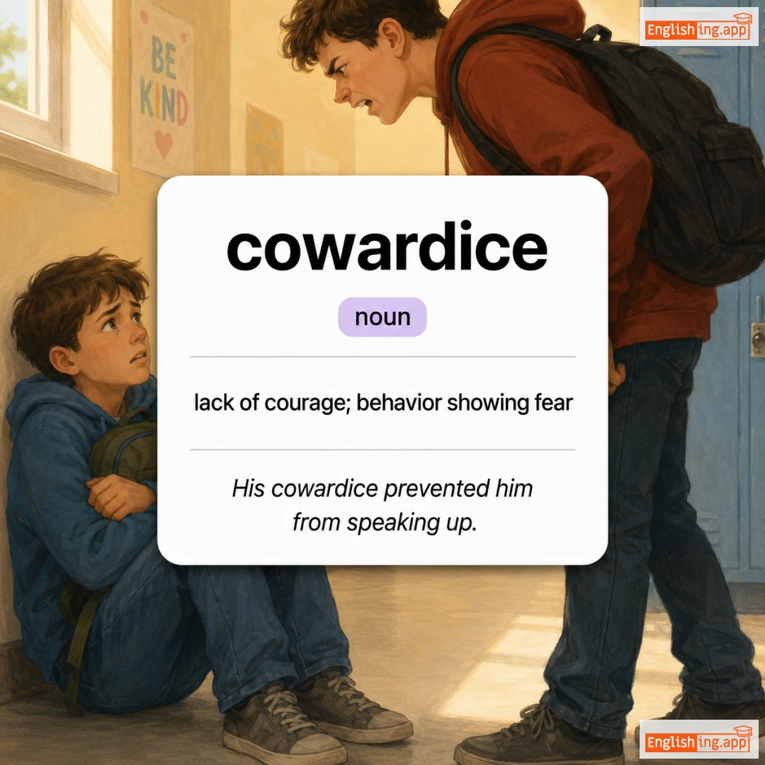 cowardice definition card — visual illustration of the meaning