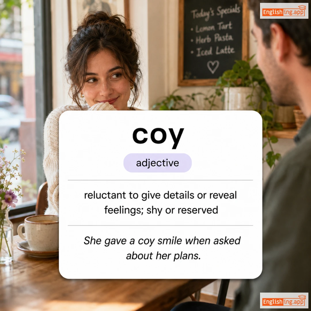 coy definition card — visual illustration of the meaning