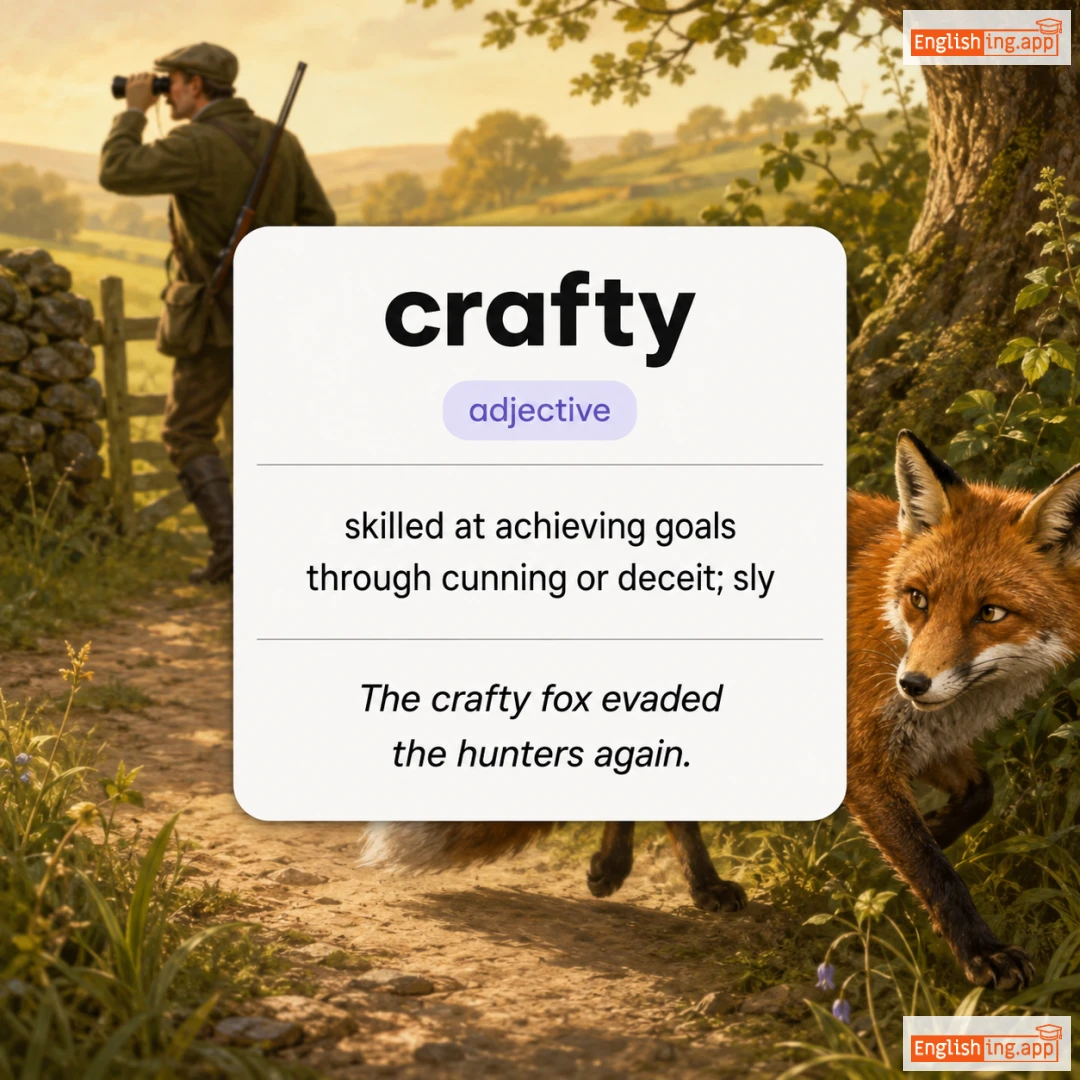 crafty definition card — visual illustration of the meaning
