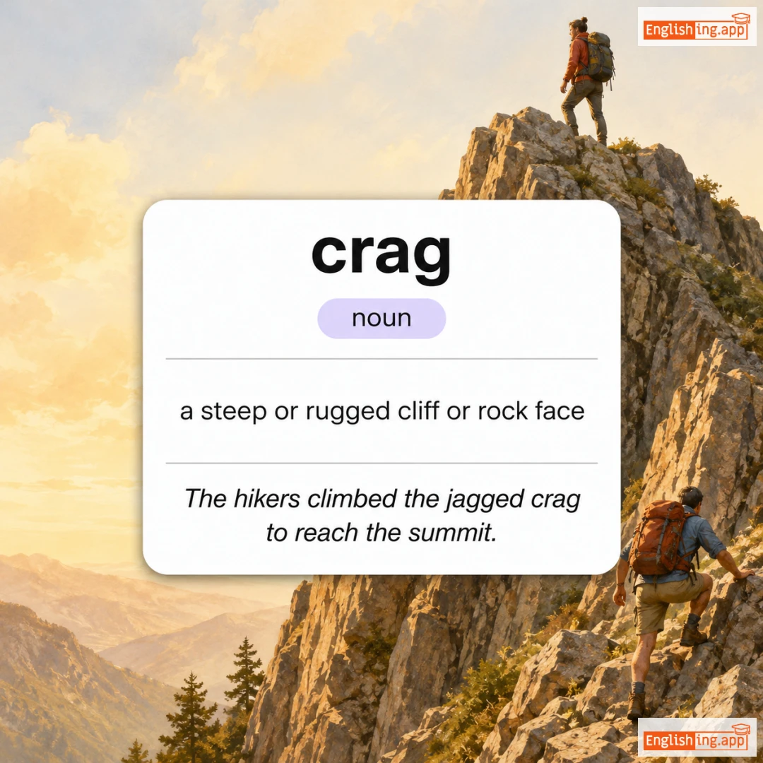 crag definition card — visual illustration of the meaning