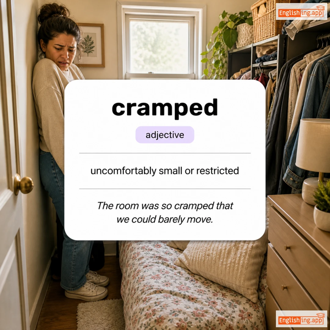 cramped definition card — visual illustration of the meaning