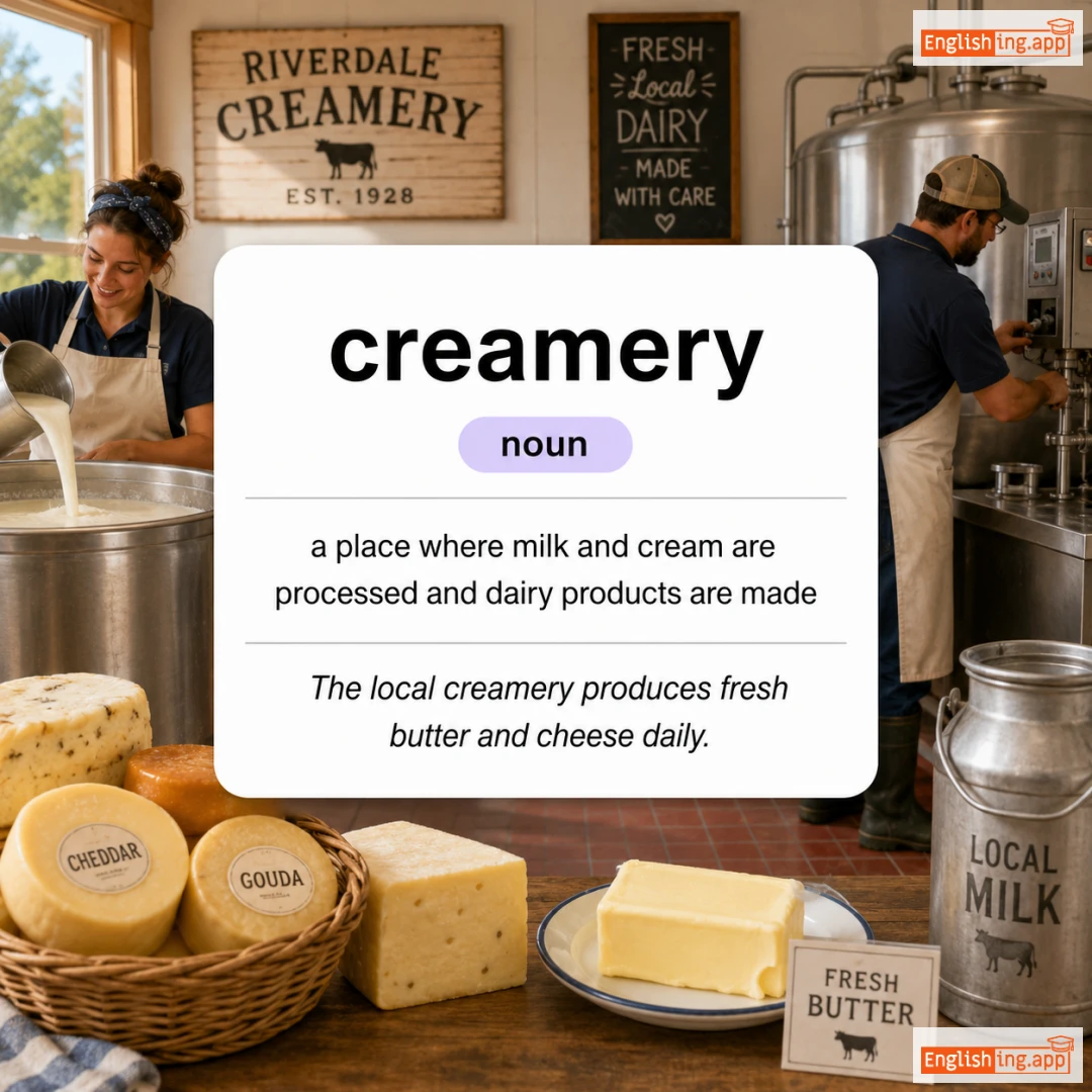 creamery definition card — visual illustration of the meaning