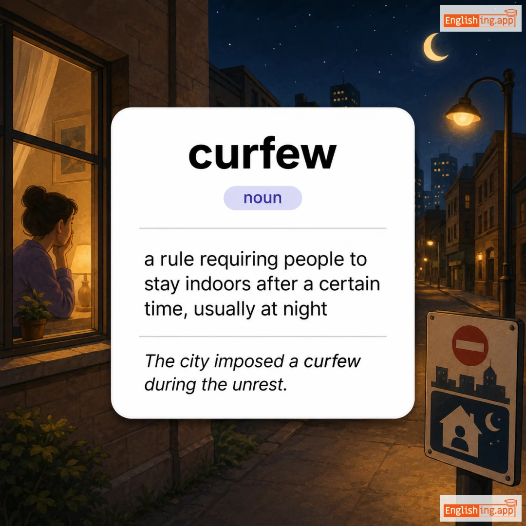 curfew definition card — visual illustration of the meaning