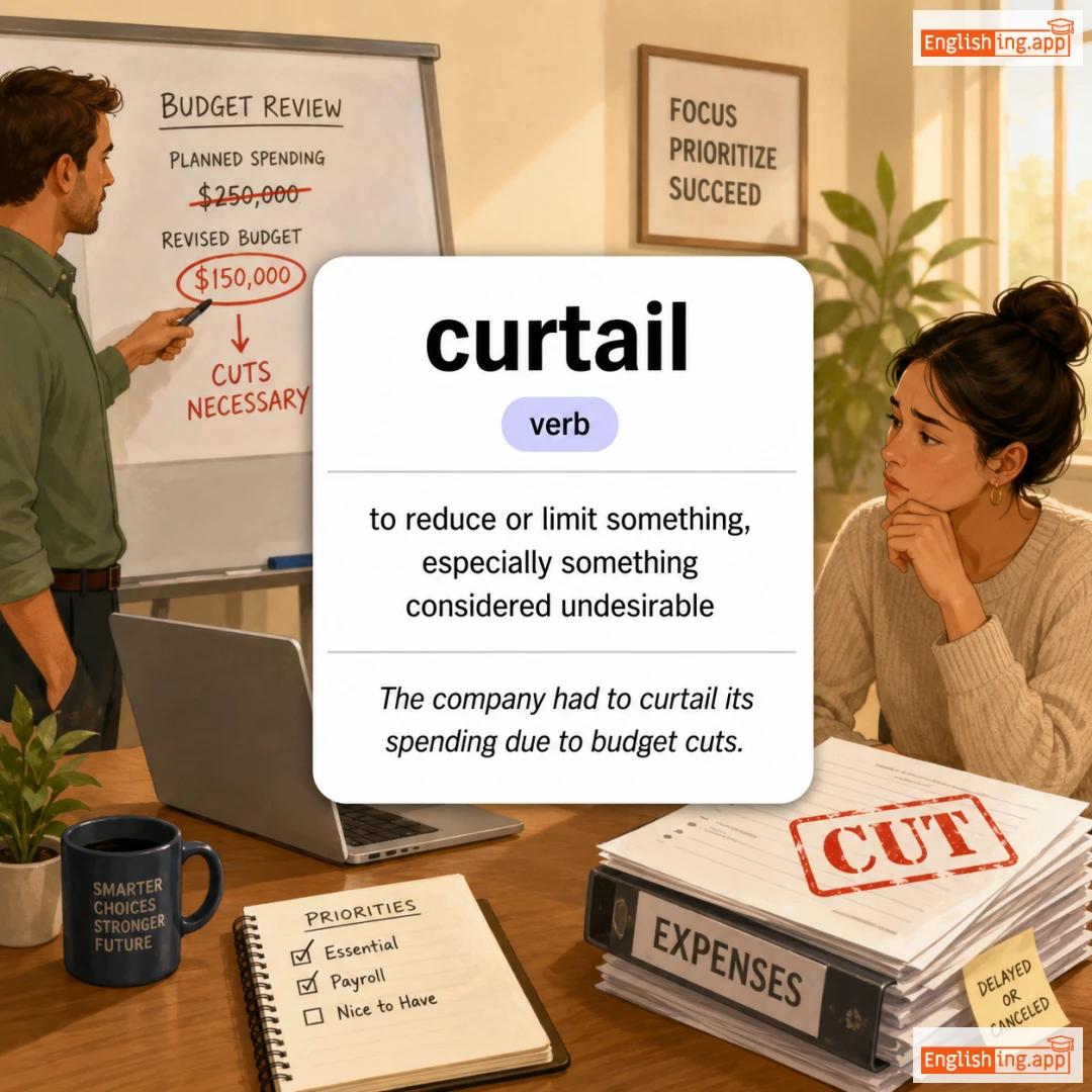 curtail definition card — visual illustration of the meaning