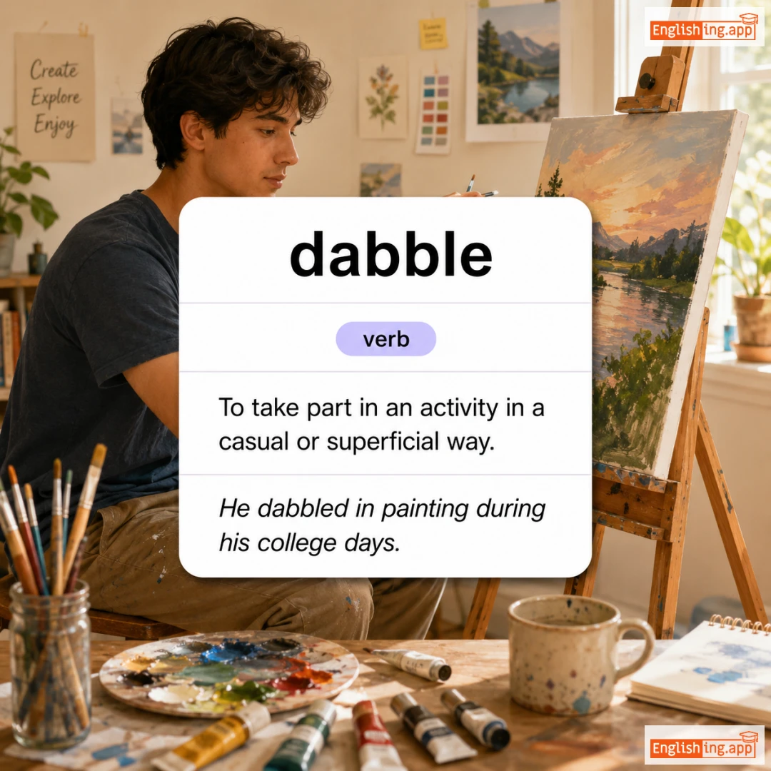 dabble definition card — visual illustration of the meaning