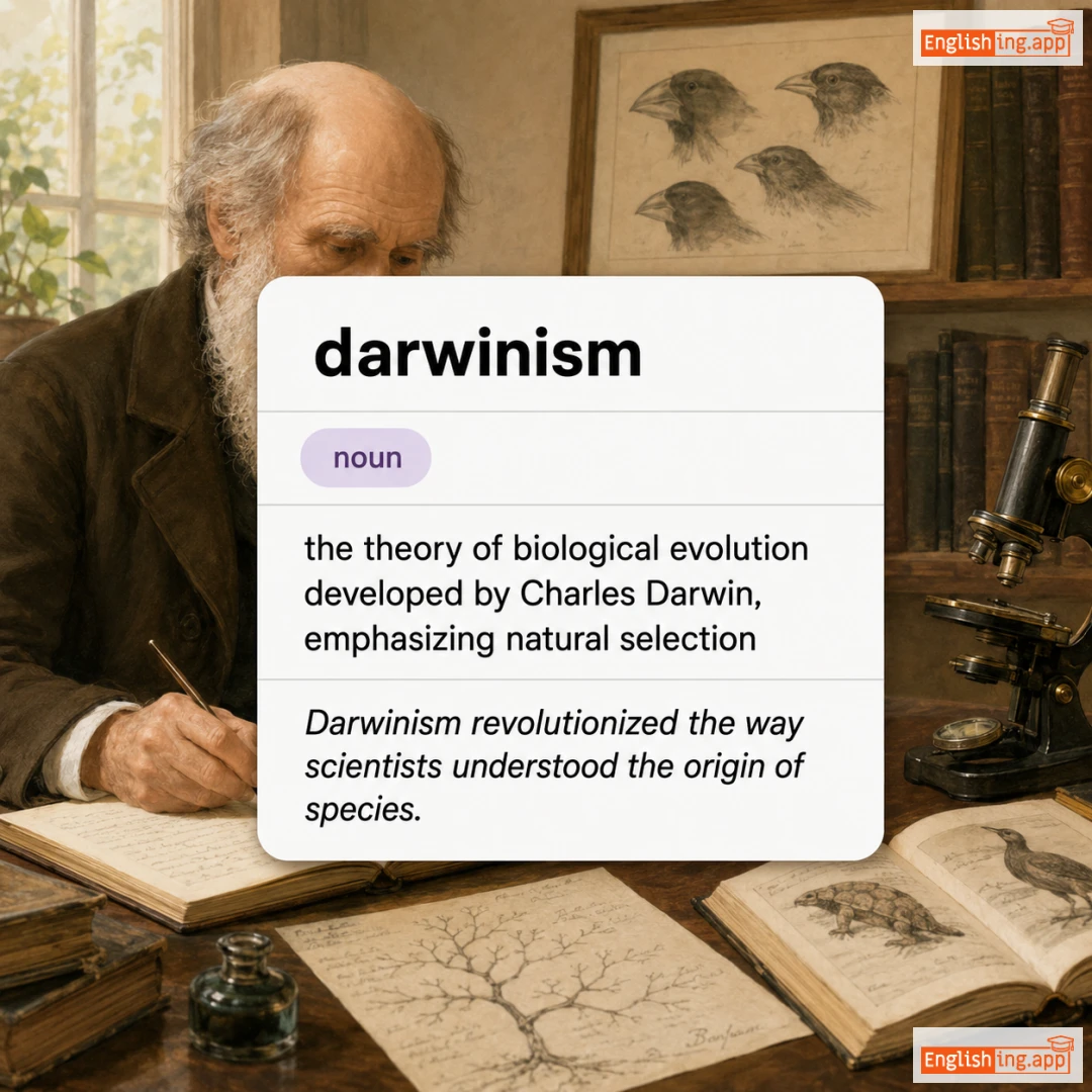 darwinism definition card — visual illustration of the meaning