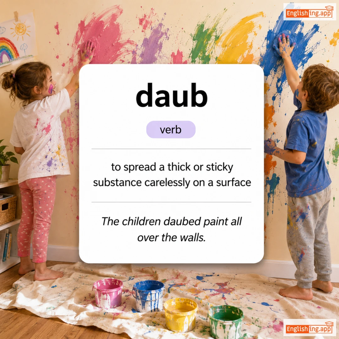 daub definition card — visual illustration of the meaning