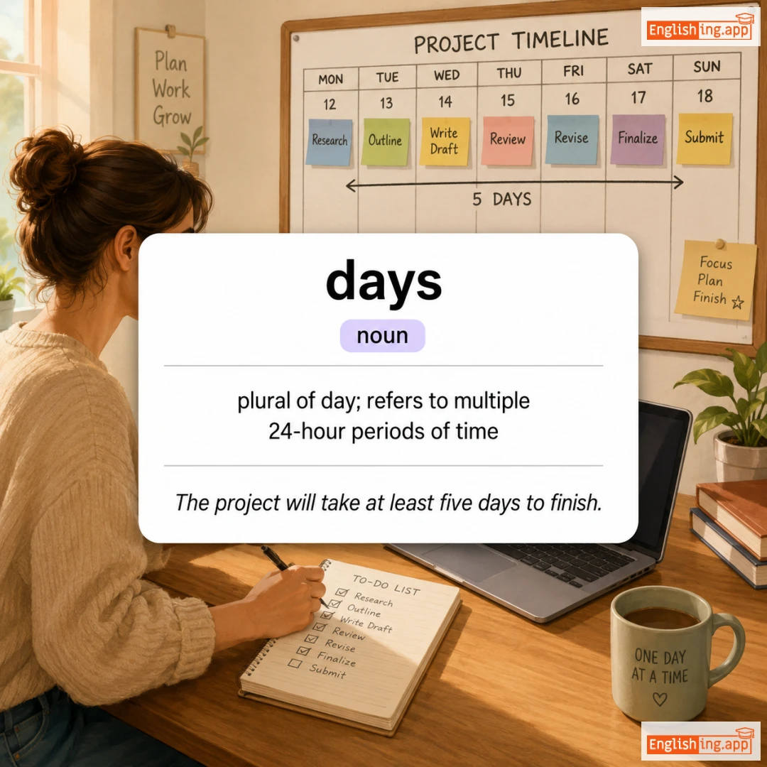 days definition card — visual illustration of the meaning