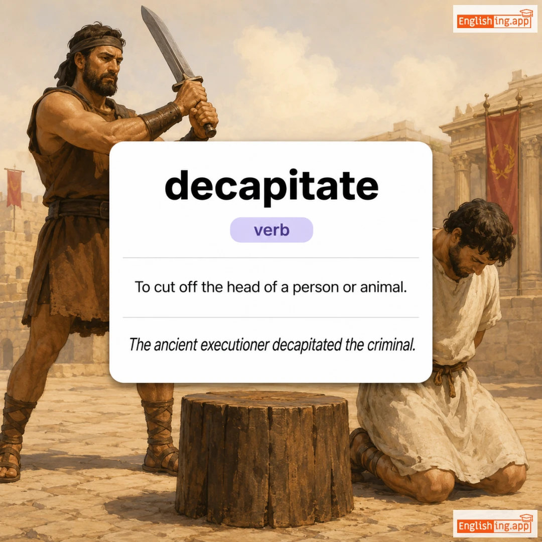 decapitate definition card — visual illustration of the meaning