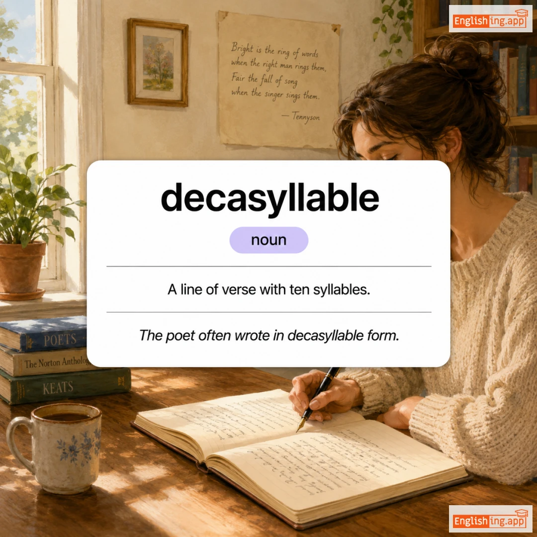 decasyllable definition card — visual illustration of the meaning