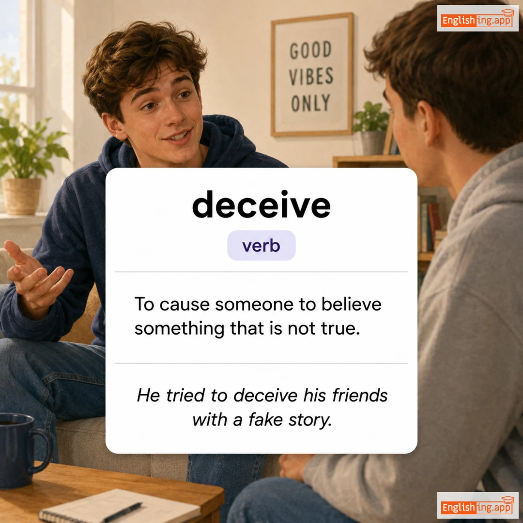 deceive definition card — visual illustration of the meaning