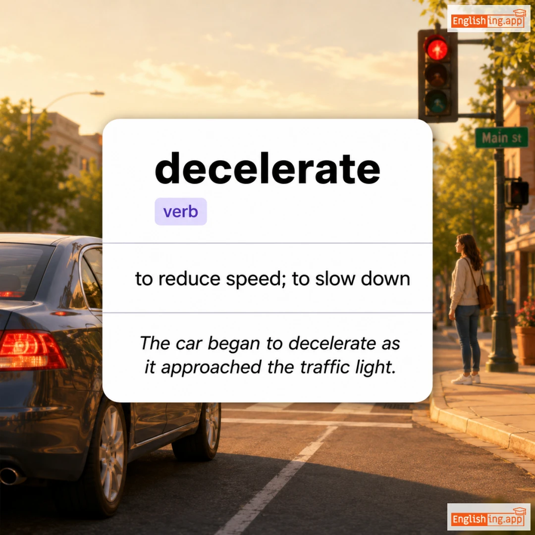 decelerate definition card — visual illustration of the meaning