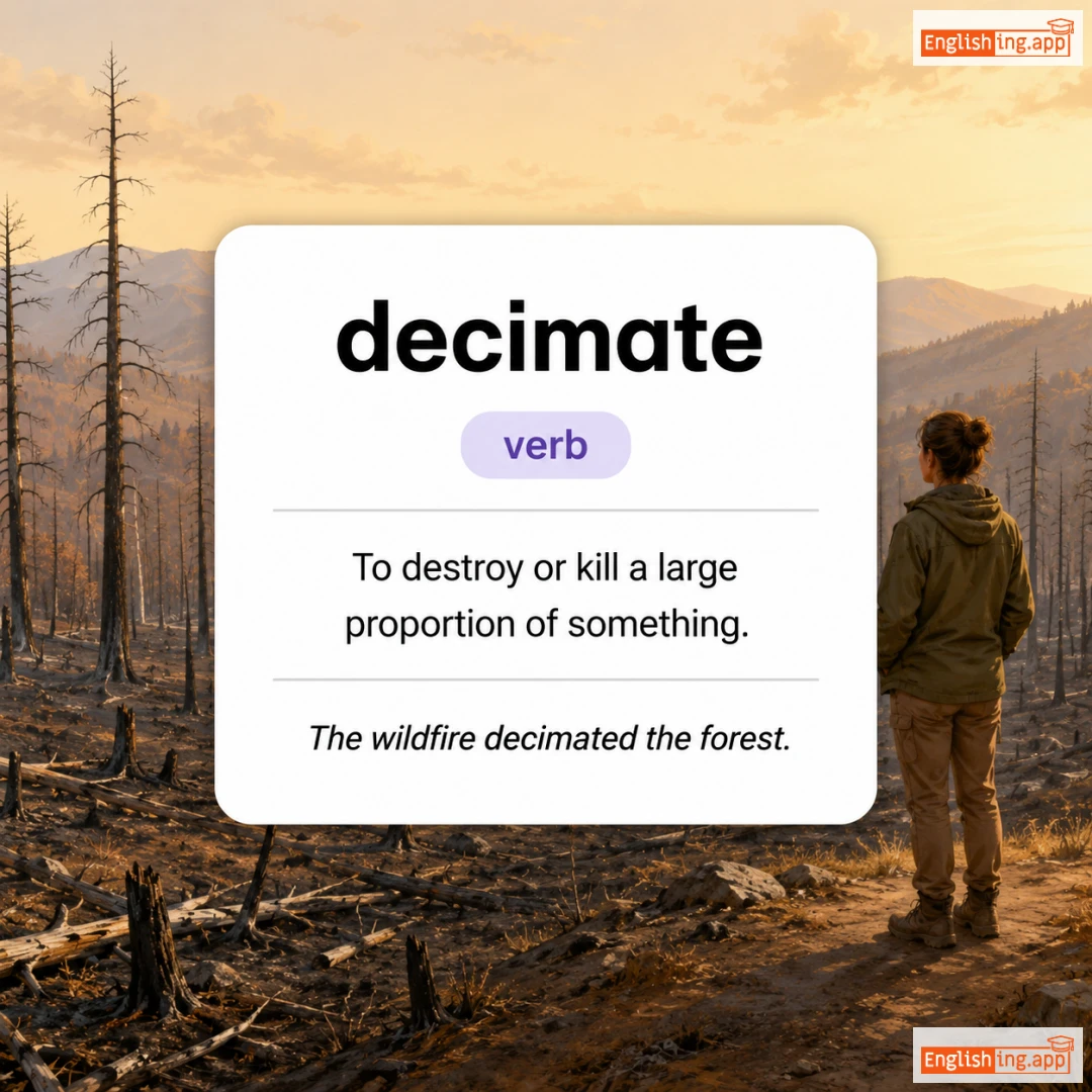 decimate definition card — visual illustration of the meaning